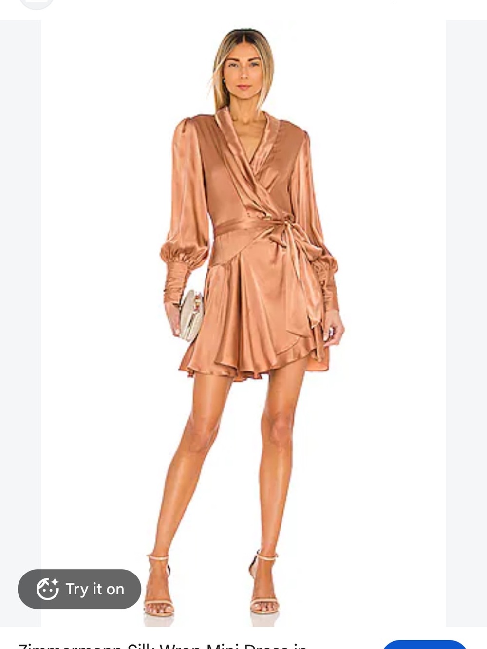 Zimmermann Biscuit Silk Wrap Mini Dress